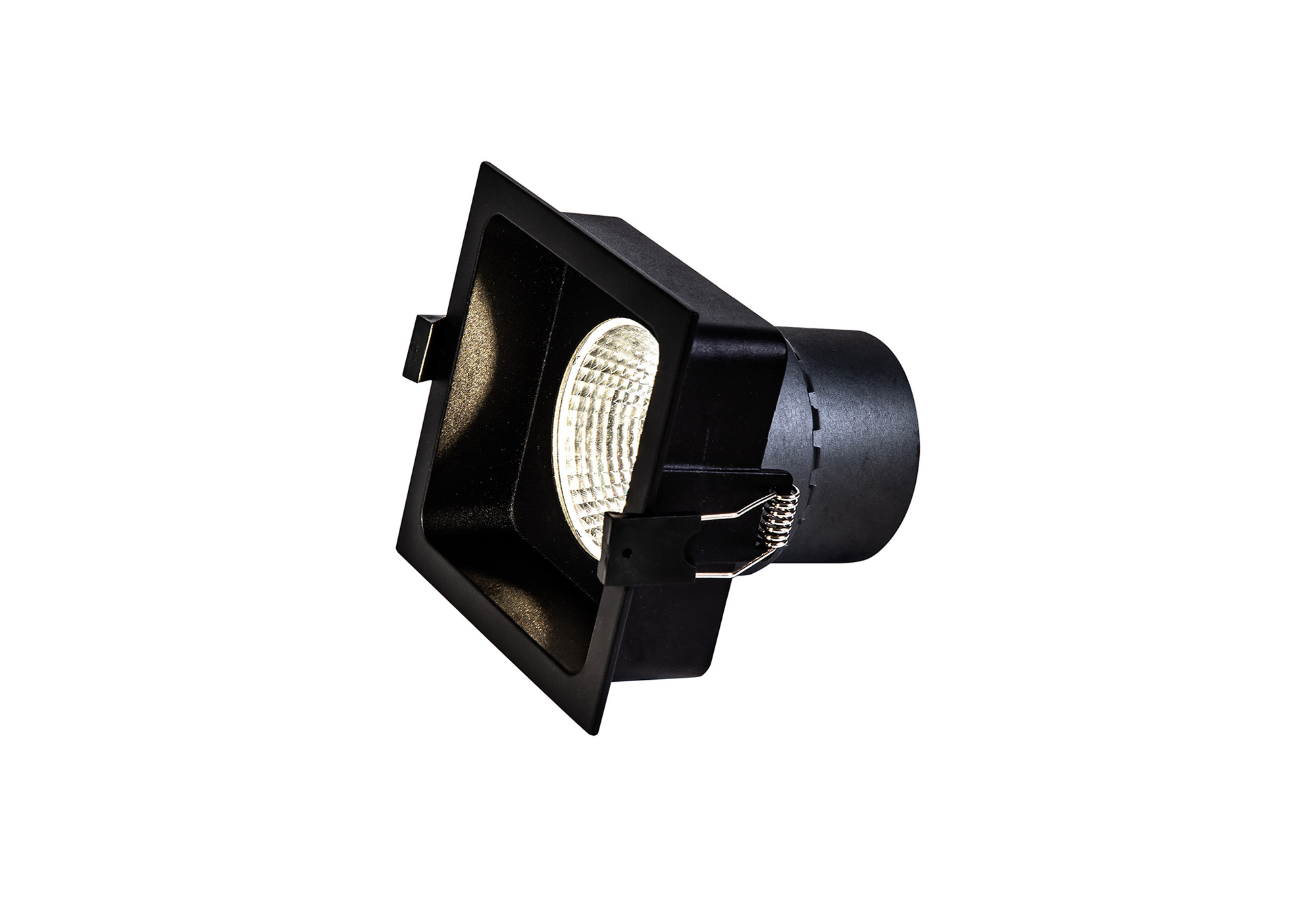 DM201384  Bodar SQ 20, 20W Fixed LED Square Deep Recessed Downlight Matt Black 1480lm 10° 2700K IP20